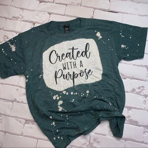 Youth small CREATED WITH PURPOSE green bleached tee shirt NEW